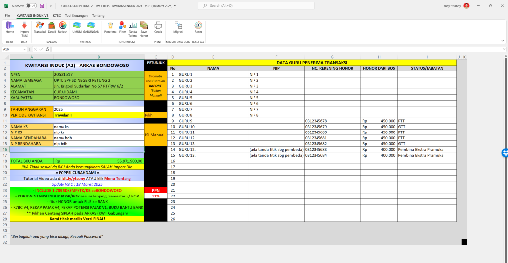 Kwitansi Induk Gabungan