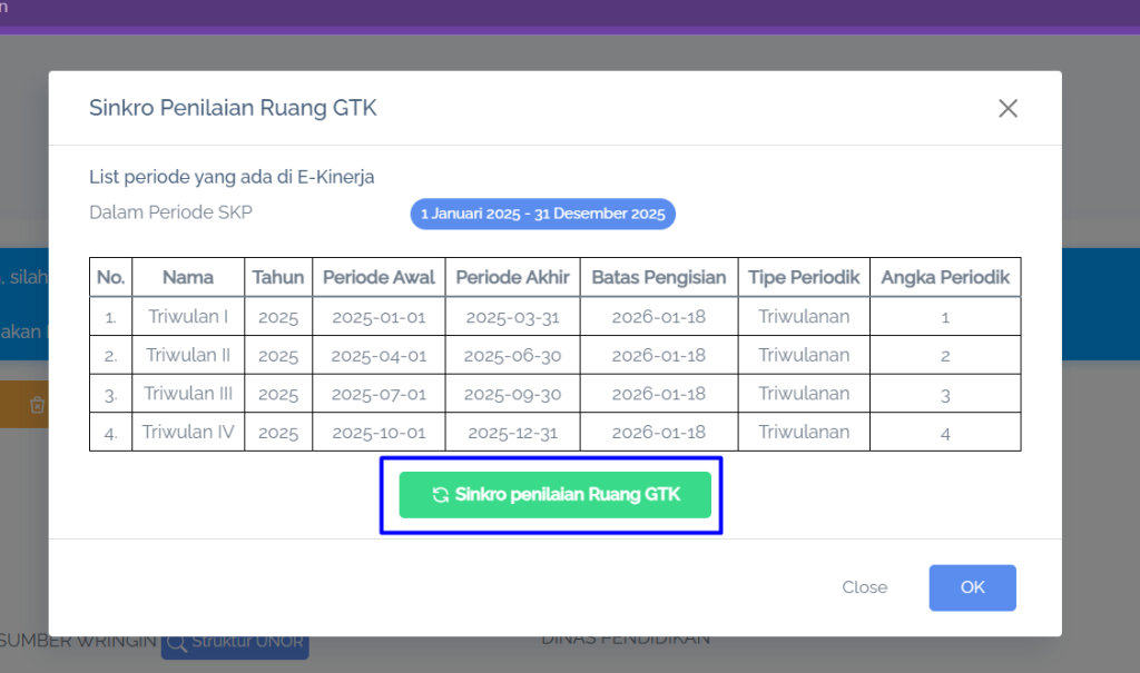 Syncron SKP untuk tarik data Ruang GTK